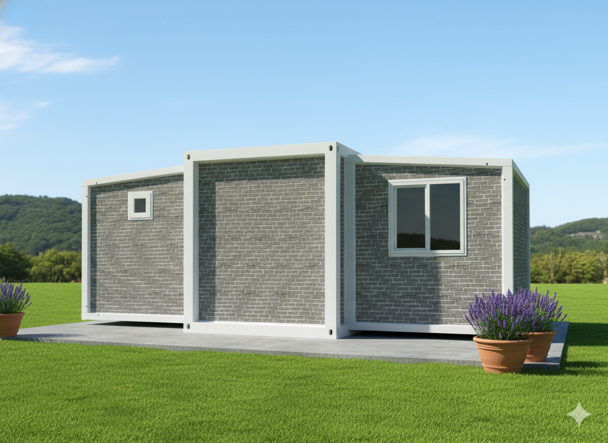 Casa contenedor negra iluminada en Uruguay